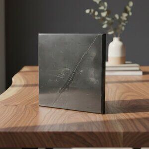 Shungite Stone Tile Plate 8 x 8 inch POLISHED thick 1 inch approx 7 pounds